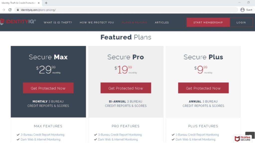 Identity IQ plans
